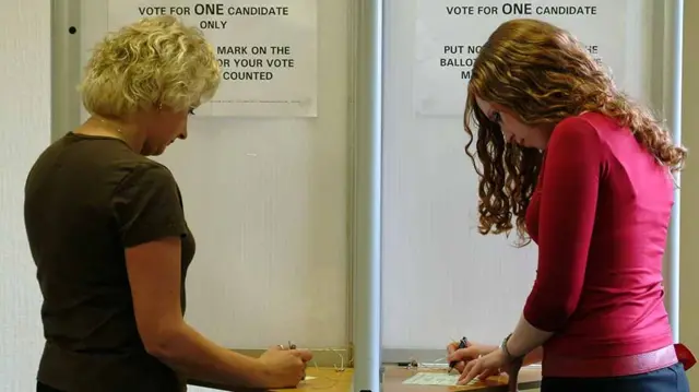 Two people voting