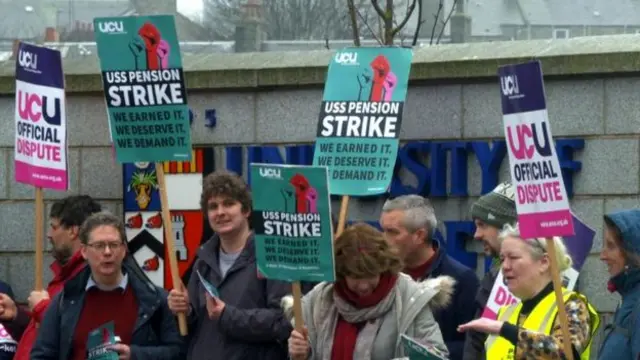 Staff braved rain on the picket line at the University of Aberdeen