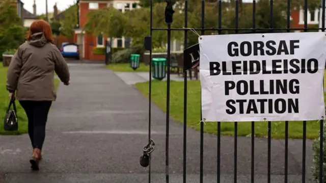 Polling station sign