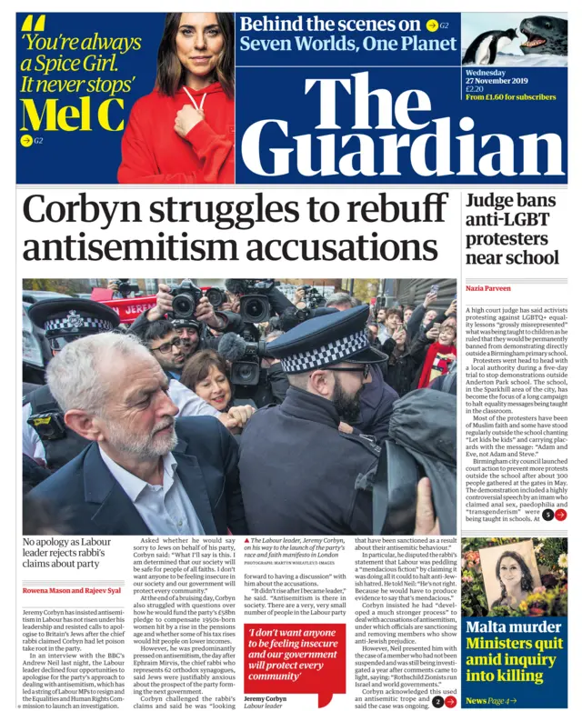 Guardian front page