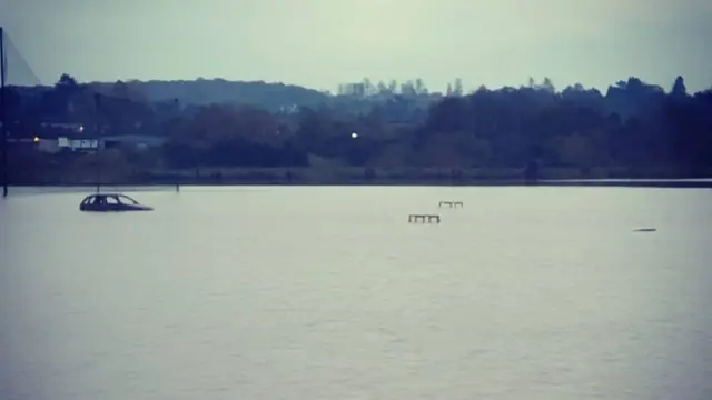 Submerged car used as target