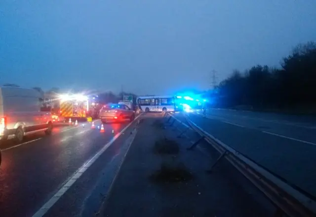 Bus crash on A46