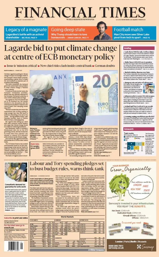 Front page of the FT