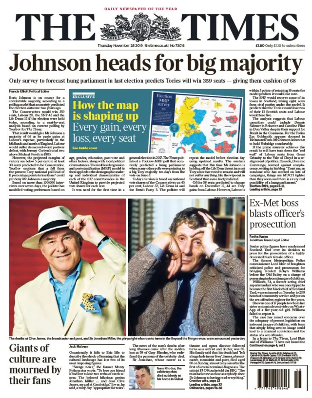 Front page of the Times