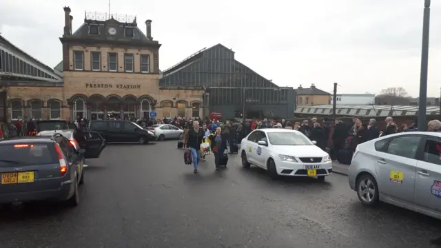 Queues at Preston station