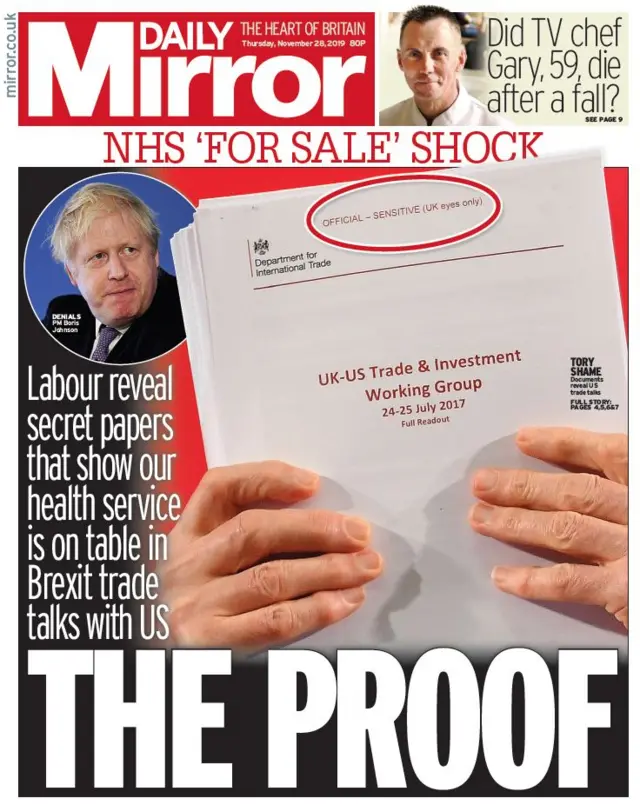 The Mirror's front page