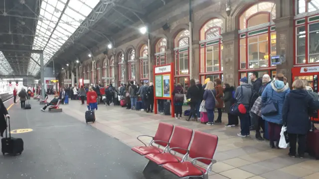 Queues at Preston station