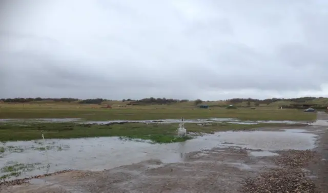 The flooded car park