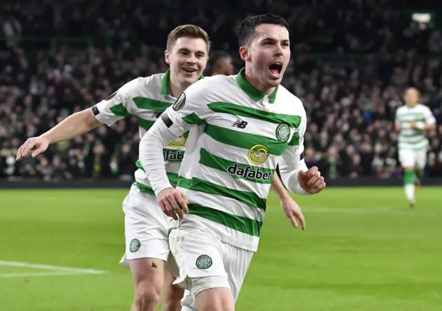 Celtic's Lewis Morgan celebrates