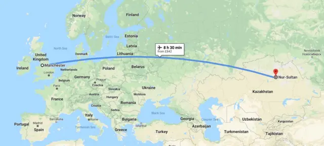 Manchester to Kazakhstan