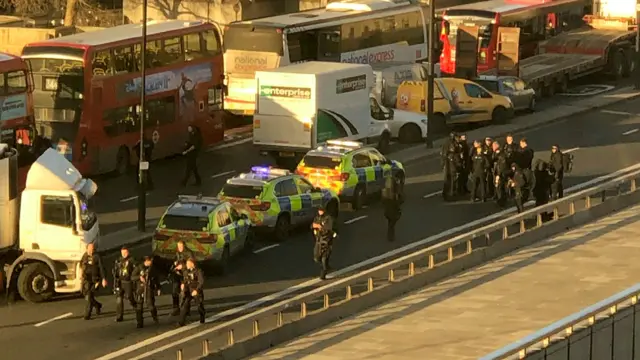 Armed police officers on London Bridge