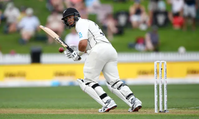 Ross Taylor of New Zealand bats during day 1 of the second Test match between New Zealand and England at Seddon Park