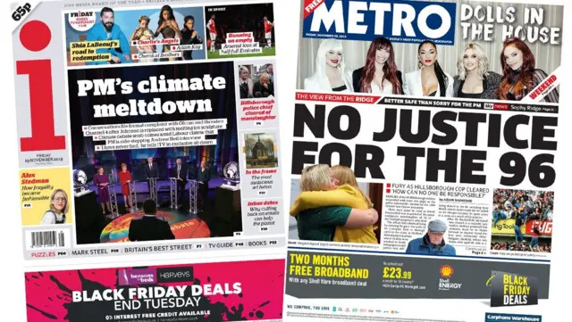 i and the Metro front pages