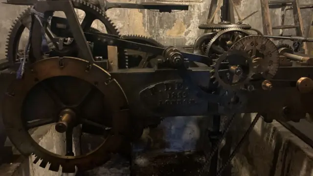 The clockwork of Leeds Town Hall's clock