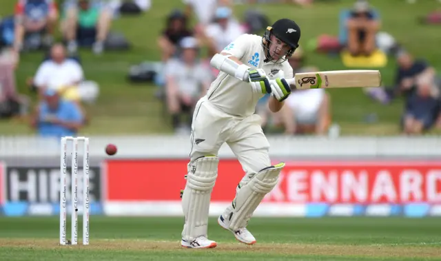 Tom Latham of New Zealand bats during day 1 of the second Test match between New Zealand and England at Seddon Park