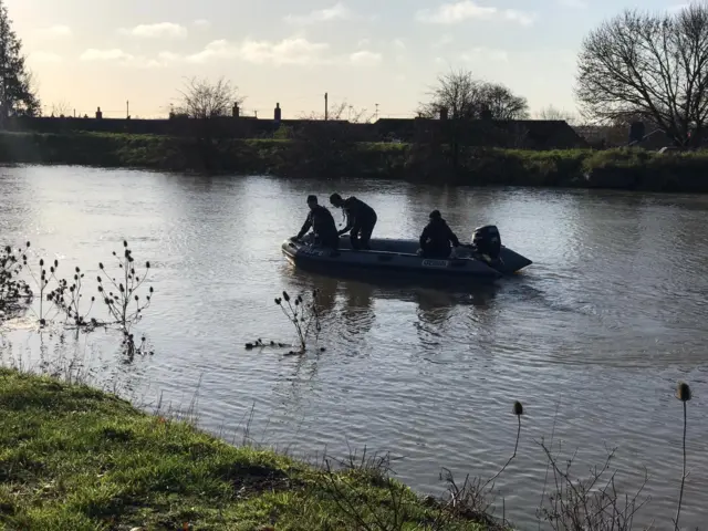 Team search the river