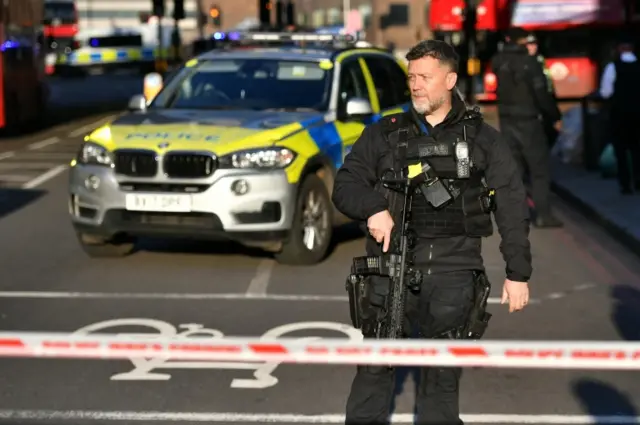 Police at the scene in London Bridge