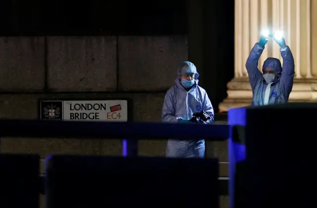 Forensics officers at London Bridge