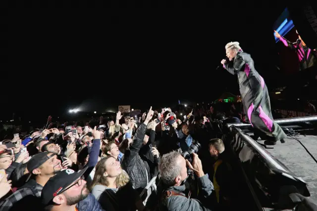 P!nk performs to crowds at the Circuit of the Americas