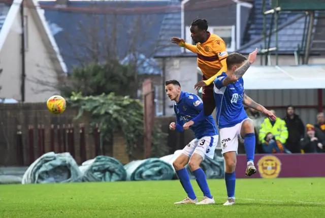 Devante Cole rises above the St Johnstone defence to make it 1-0