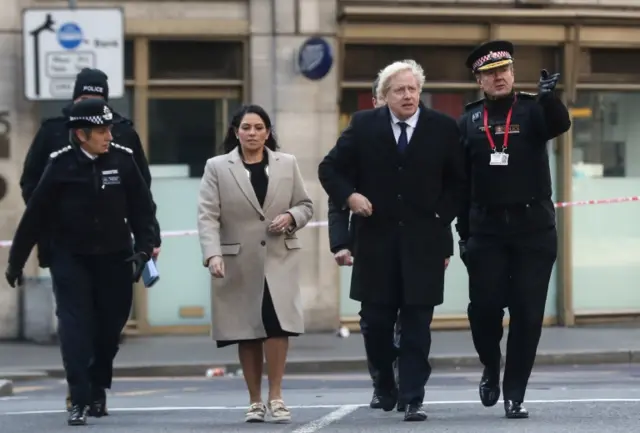 Cressida Dick, Priti Patel, Boris Johnson and Ian Dyson