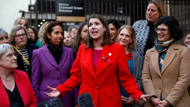 Jo Swinson outside Parliament