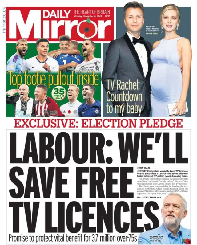 The Daily Mirror front page