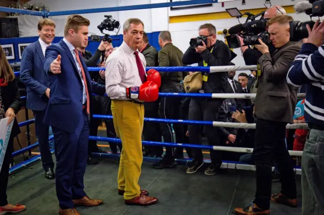 Nigel Farage in a boxing ring