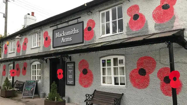 The poppies on the pub