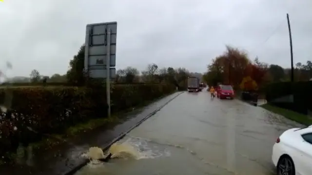 Flooding on a road