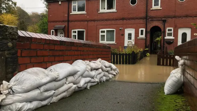 Sandbags outside a home