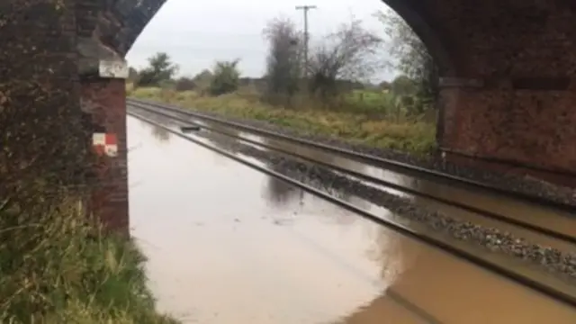 Railway lines underwater