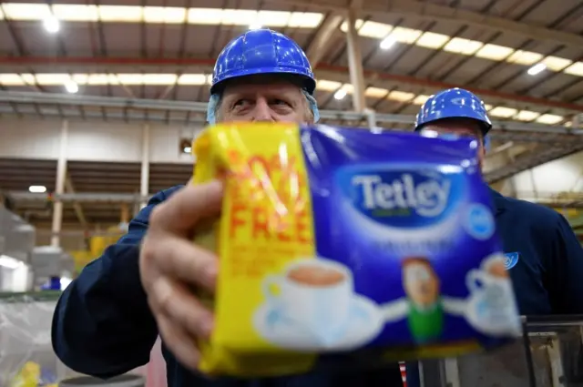 Boris Johnson visits Tetley Tea Factory