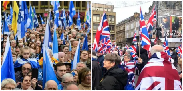 Pro independence and pro-union rallies