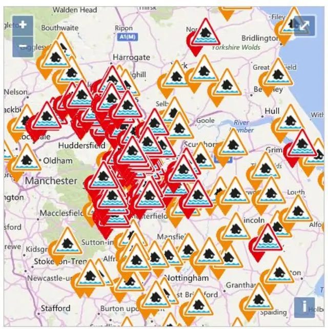 Flood warning map