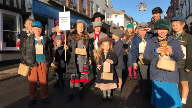 Children dressed as evacuees in Bromyard