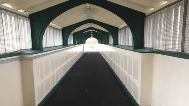 The refurbished footbridge