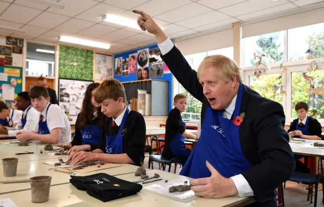 Boris Johnson in a classroom