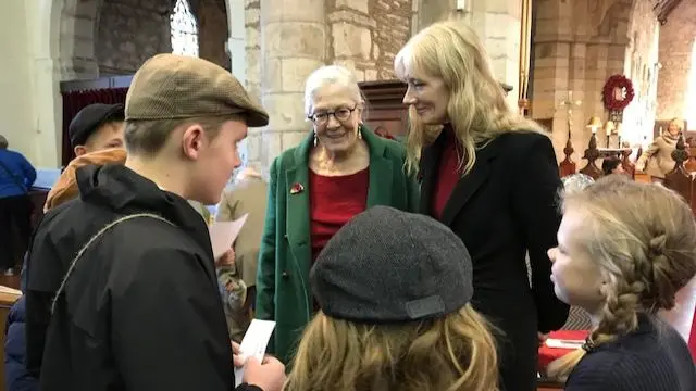 Vanessa Redgrave with her daughter meeting children