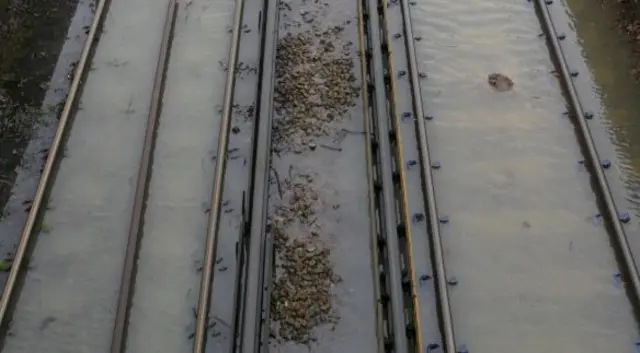 Flooded railway