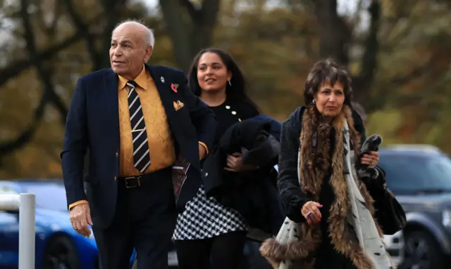 Hull City owner Assem Allam arrives at the KCOM Stadium with family