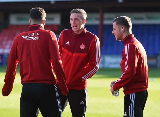 Connor McLennan, Lewis Ferguson and Bruce Anderson pre-match in Dingwall