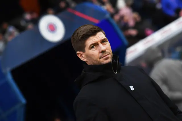 Steven Gerrard looks on at Ibrox