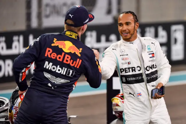 Max Verstappen and Lewis Hamilton