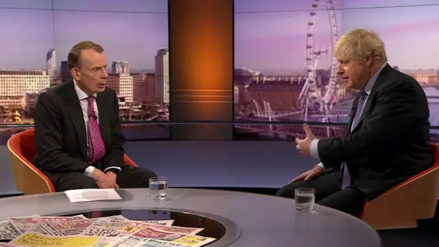 Boris Johnson being interviewed by Andrew Marr