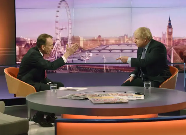 Andrew Marr interviewing Boris Johnson on 1 December 2019