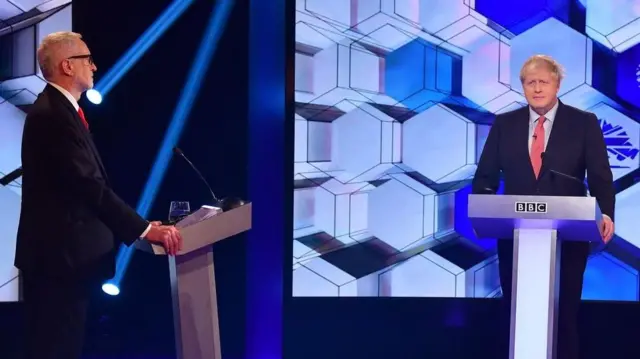 Jeremy Corbyn and Boris Johnson during a debate