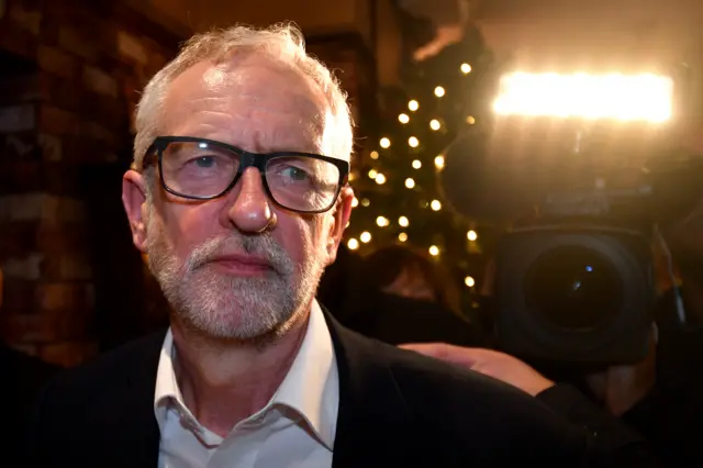 Labour Party Leader Jeremy Corbyn leaves following a stump speech at the Royal Scot public house