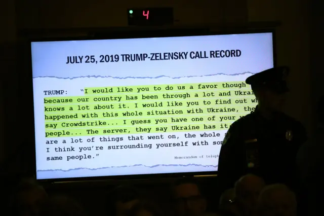 The partial call log was shown during November's impeachment hearings