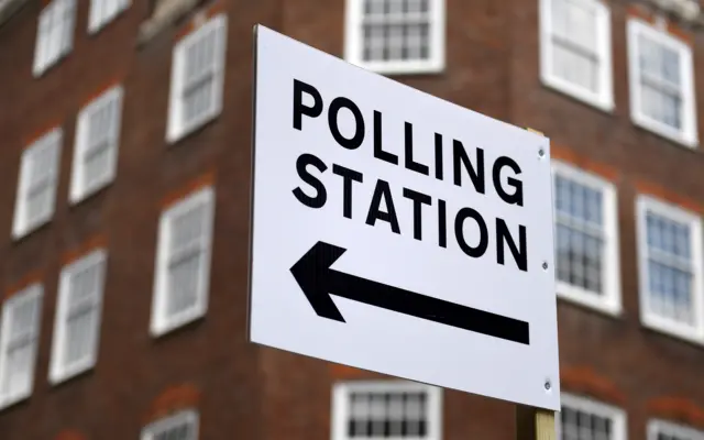 Polling station sign